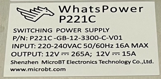 Whatspower P221C Catu Daya PSU Untuk Whatsminer M30s M31s M32