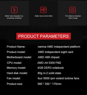 AMD A4 5300 FM2 Bingkai Rig Pertambangan 8 Memori Notebook DDR3 GPU 4GB